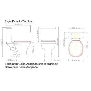 KIT BACIA QUADRADA + CX ACOPLADA IRIS BR ONIX