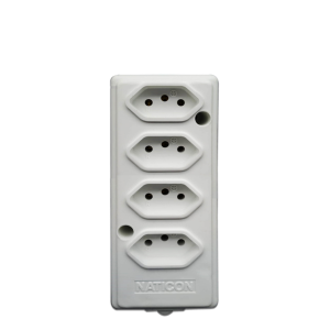 TOMADA EM BARRA BRANCA 4 SAIDAS 10A NATICON