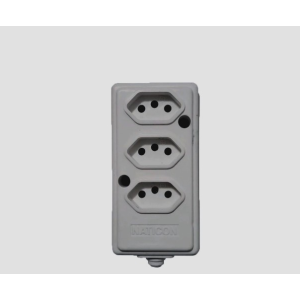 TOMADA EM BARRA CINZA 3 SAIDAS 10A NATICON