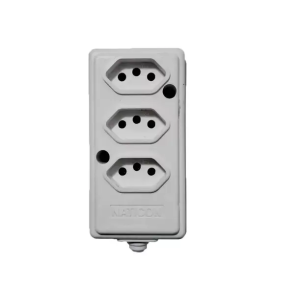 TOMADA EM BARRA CINZA 3 SAIDAS *20A NATICON